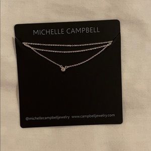 Silver small diamond bezel necklace